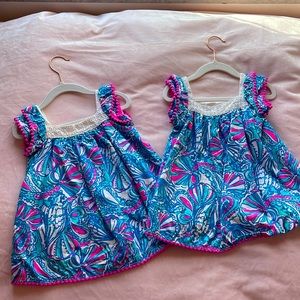 Lilly Pulitzer for target pink blue tropical ruffle dress 12 month